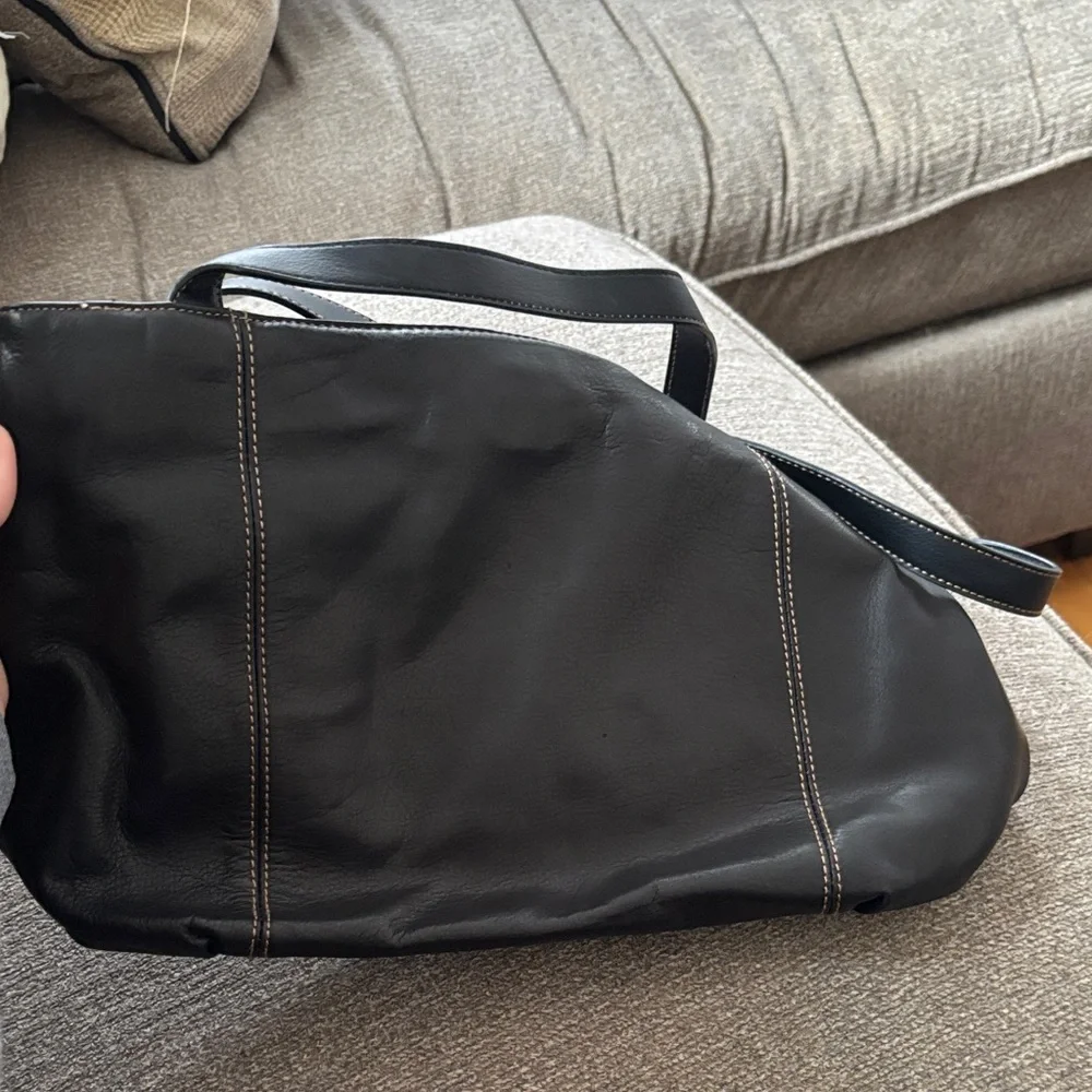 Stylish Black Leather Men's Women’s Unisex Leather Purse Handbag Bag